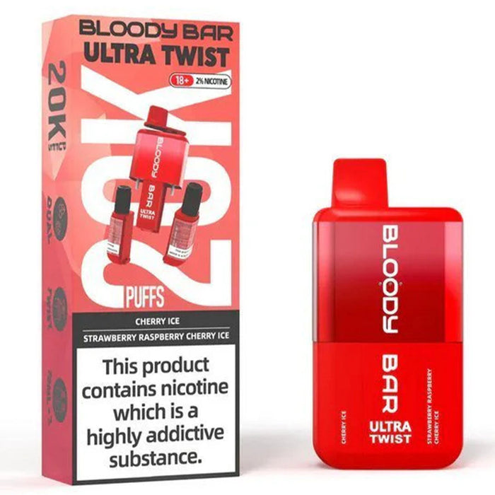 Bloody Bar Ultra Twist 20k Puffs Disposable Vape  Bloody Mary Cherry Ice/Strawberry Raspberry Cherry Ice  