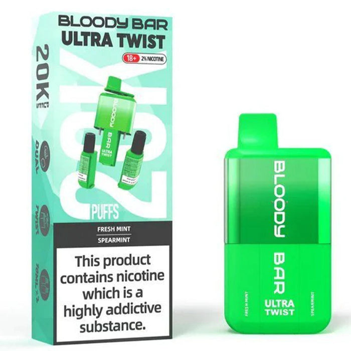 Bloody Bar Ultra Twist 20k Puffs Disposable Vape  Bloody Mary Fresh Mint/Spearmint  