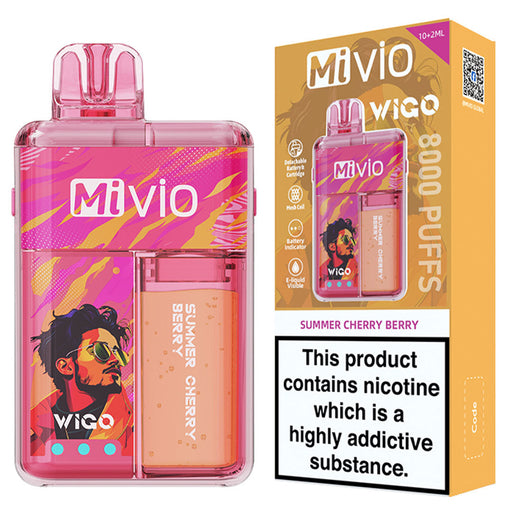 Mivio Wigo 8000 Puffs Refillable Rechargeable Vape 20mg Mivio Summer Cherry Berry