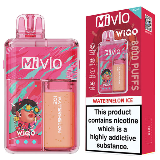 Mivio Wigo 8000 Puffs Refillable Rechargeable Vape 20mg Mivio Watermelon Ice